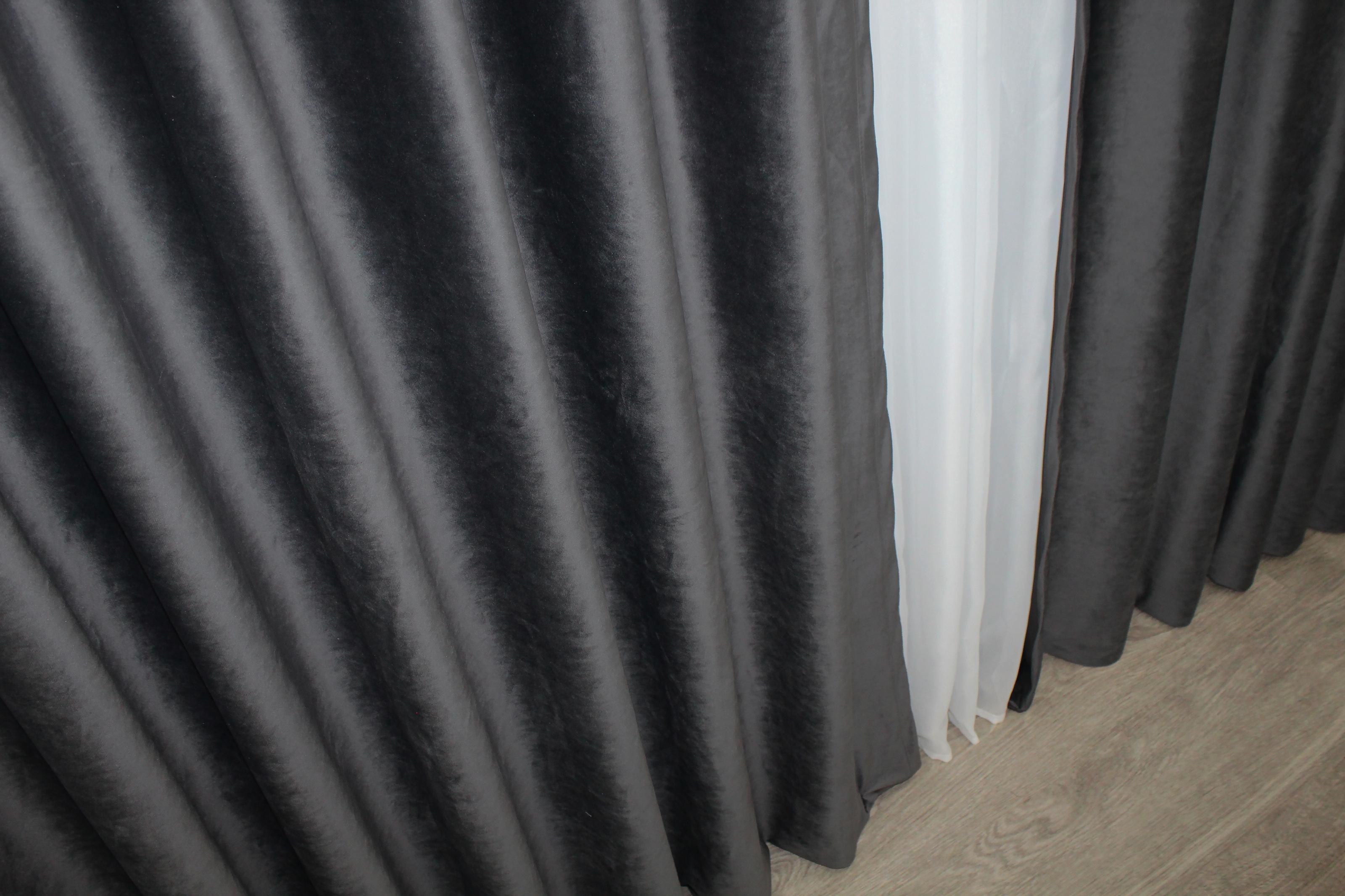 Комплект штор VR-Textil № 1219ш бархат 200х270 см 2 шт. Темно-серый (32-018) - фото 7 Комплект штор VR-Textil № 1219ш бархат 200х270 см 2 шт. Темно-серый (32-018) - фото 7