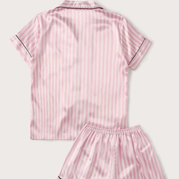 Піжама атласна жіноча JULY'S SONG зі смужками XL р. 48 Рожевий - фото 4