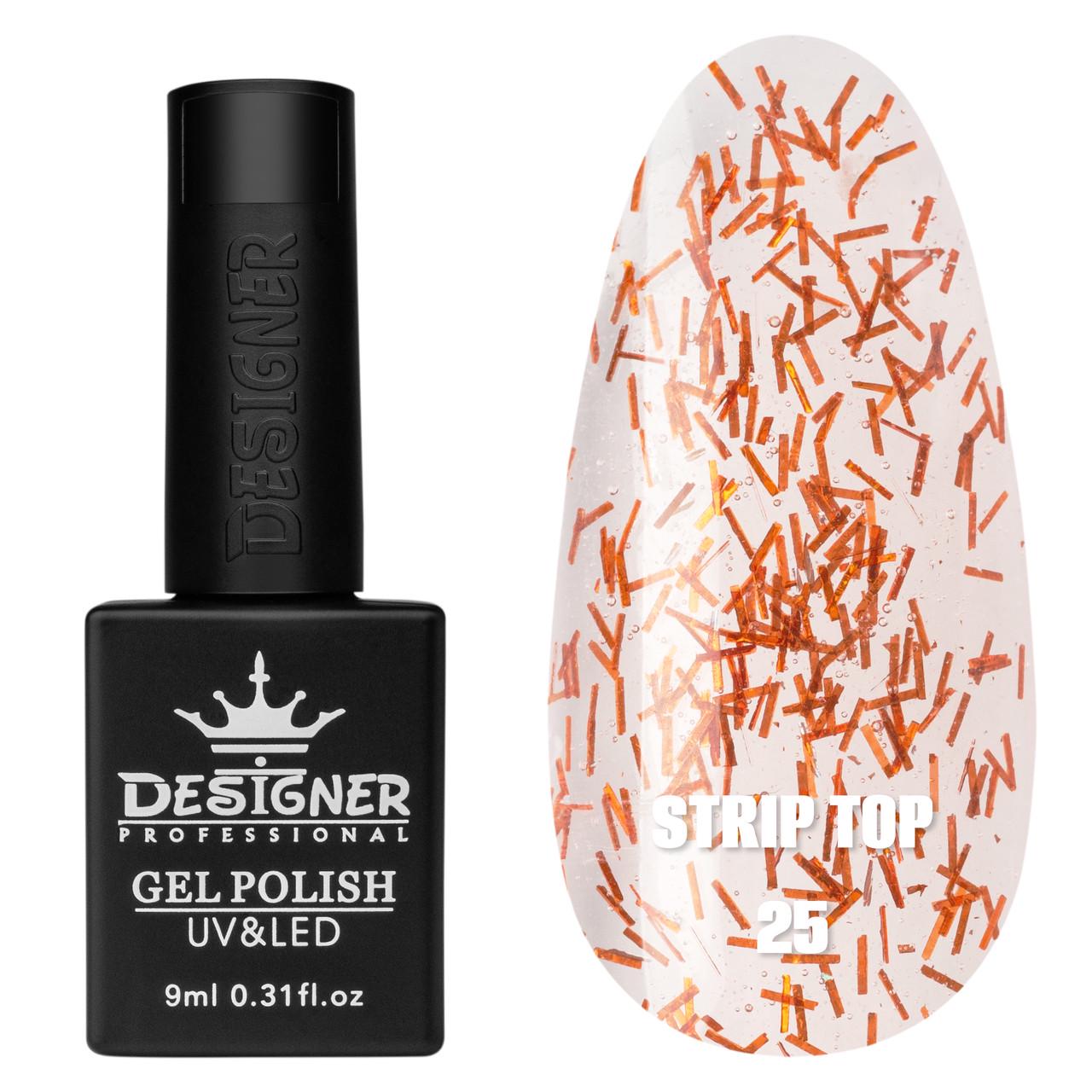 Топове покриття Designer Professional Strip top з паличками з фольги без липкого шару 9 мл Помаранчевий №25