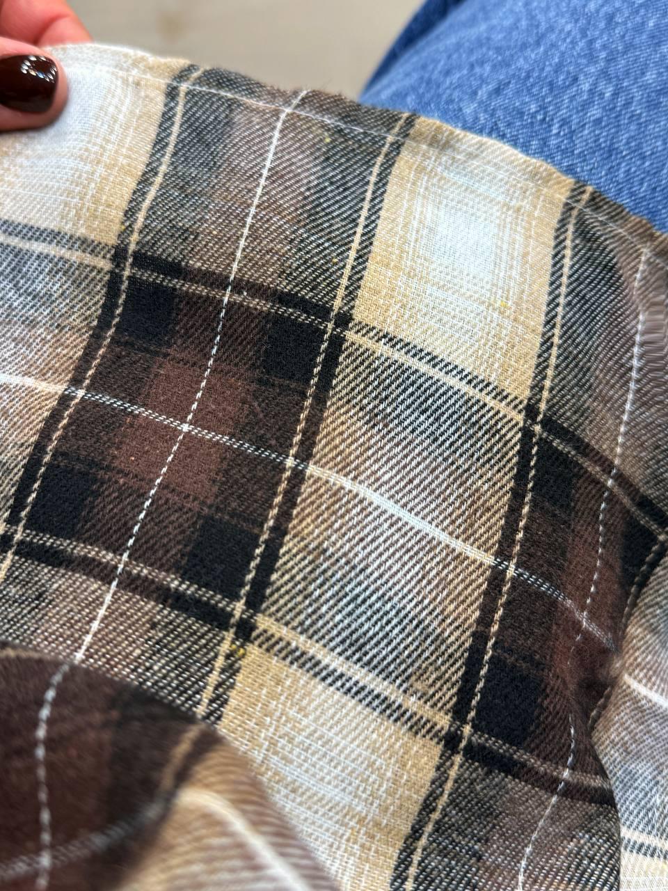 Сорочка жіноча Baoyu 225-1 в клітинку оверсайз фланель OS Темно-коричневий (4760) - фото 4 Сорочка жіноча Baoyu 225-1 в клітинку оверсайз фланель OS Темно-коричневий (4760) - фото 4