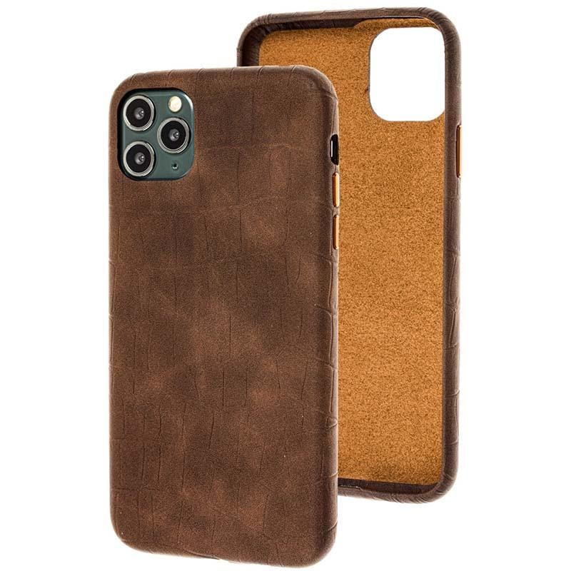 Противоударный кожаный Чехол Epik Croco Leather для Apple iPhone 11 Pro Max (6.5") Golden Brown