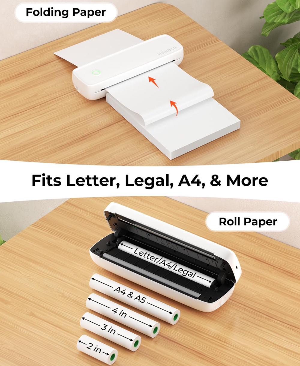 Термопринтер портативный MUNBYN ITP04 A4 без чернил Bluetooth для Android iOS ПК Белый - фото 5