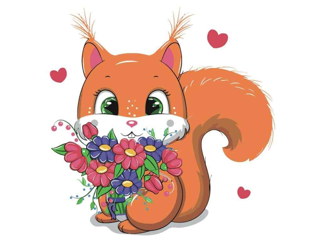 Картина по номерам Strateg Белочка 30х30 см (ES079)