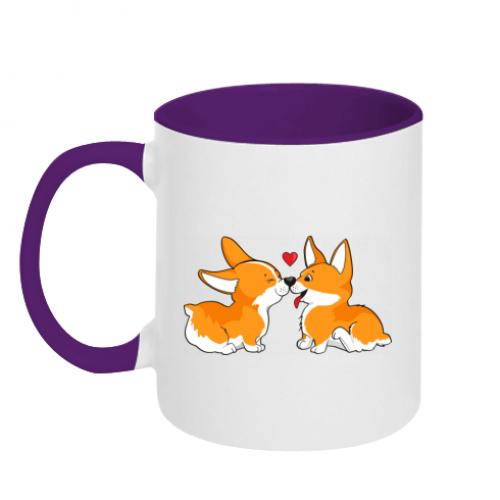 Чашка двухцветная Loving Corgi Couple 320 мл Белый с фиолетовым (4238350-41-106906)