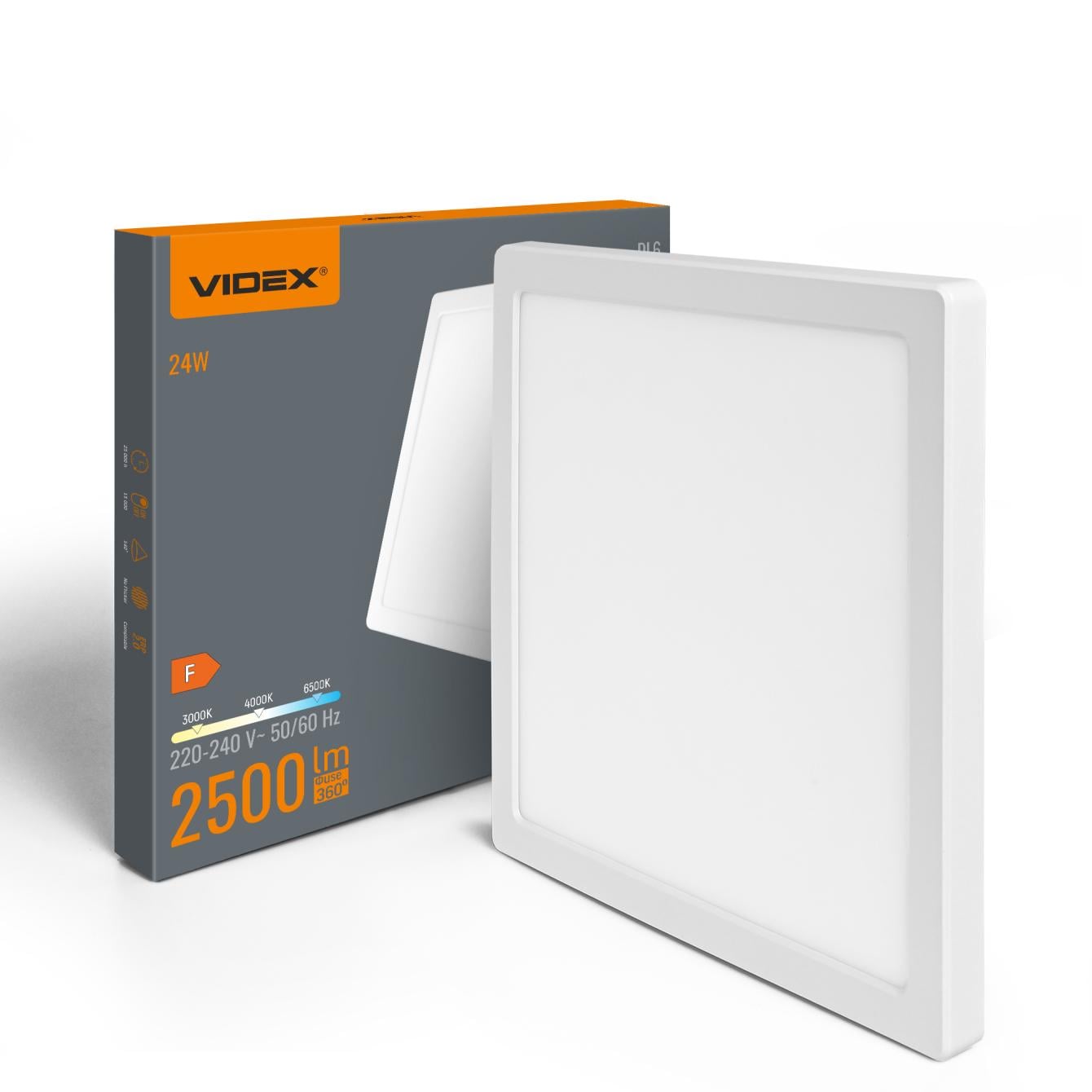 Світильник LED квадратний Videx DL6S 24W 3000/400/6500K White (28762)