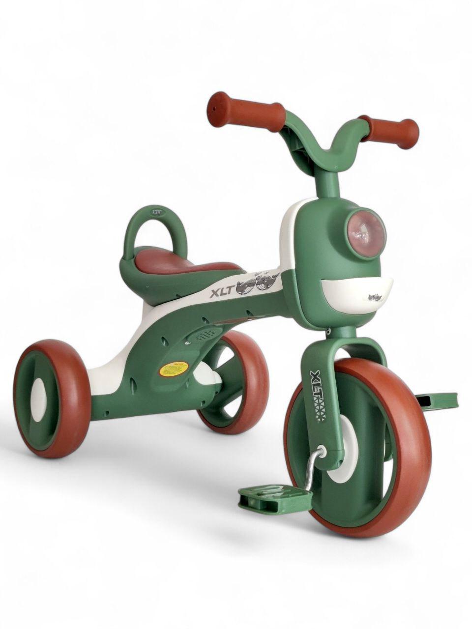 Детский велосипед трехколесный Whale XLT918 со звуковыми и световыми эффектами до 40 кг Зеленый (XLT918r-s1)