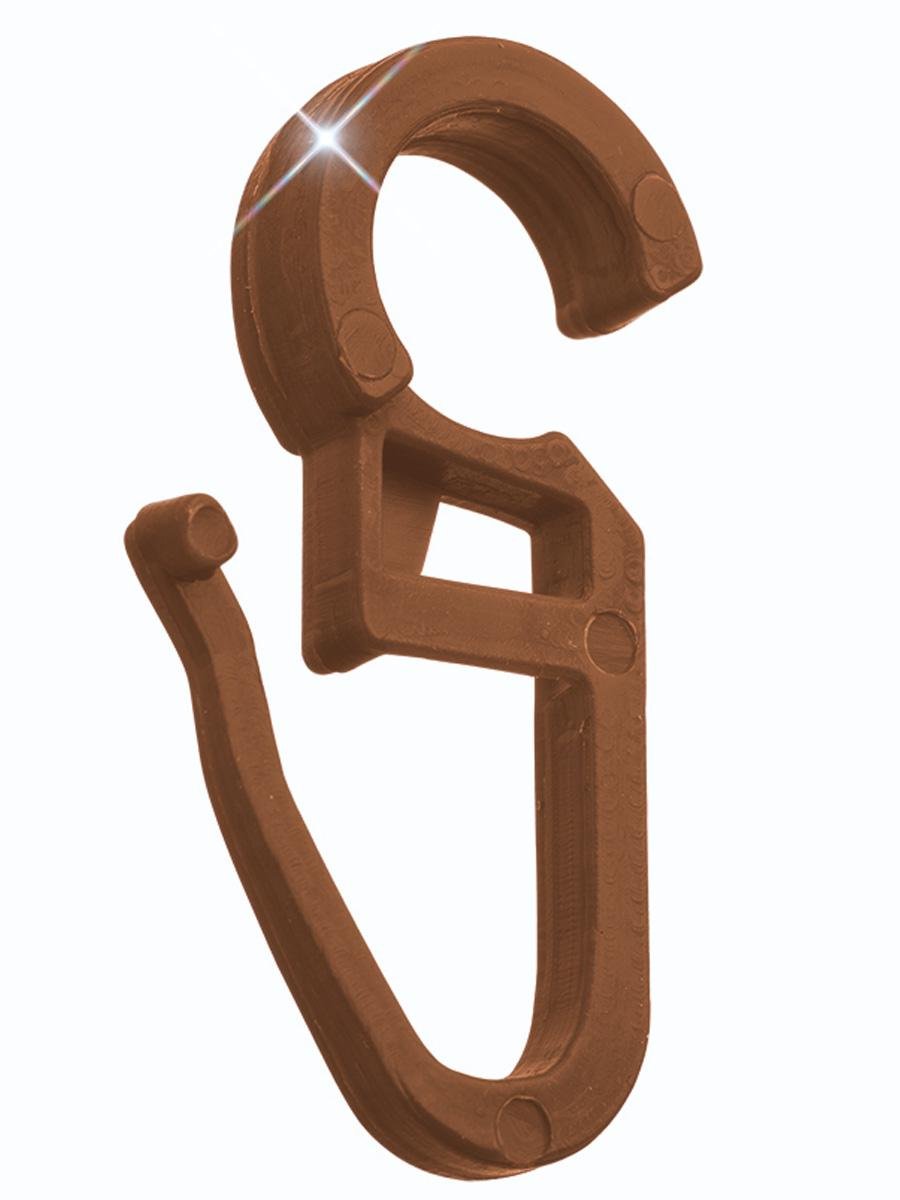 Гачки на кільця BRS для трубчастих карнизів з фіксатором пластиковий 100 шт. Горіх (434125625)