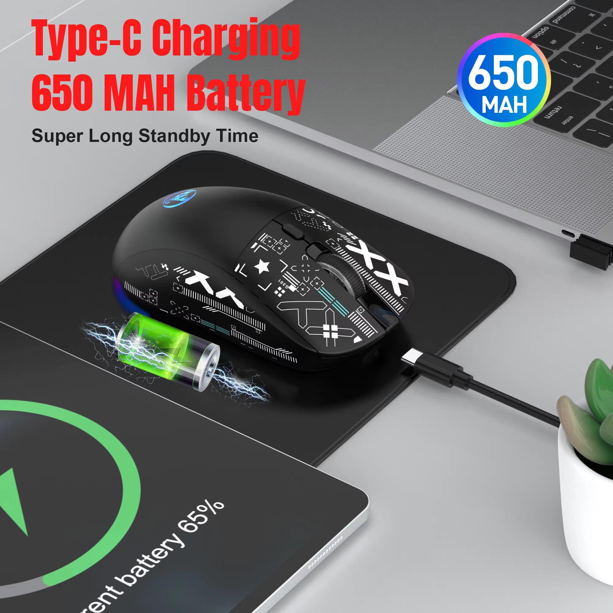 Миша бездротова HYSJ Т90 безшумна з акумулятором та підсвічуванням 2,4G Bluetooth Black - фото 11