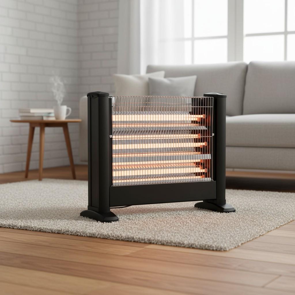 Инфракрасный обогреватель напольный кварцевый для дома с механическим управлением 1650 Вт Черный (IHS-16501) - фото 5