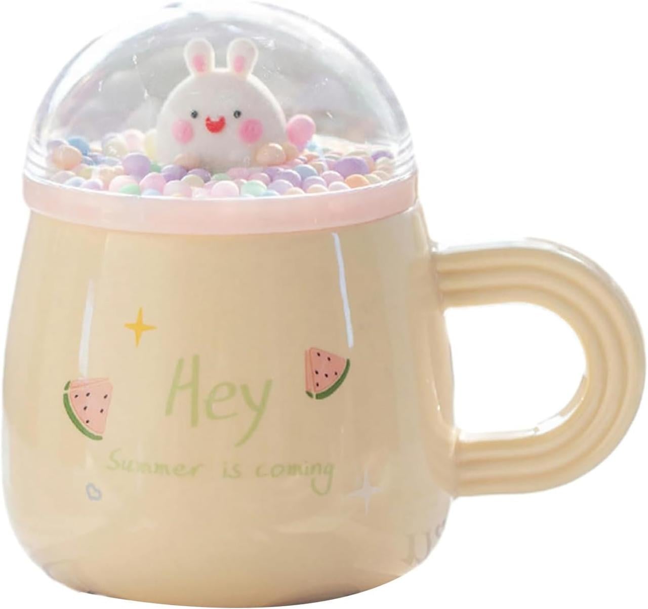 Чашка керамическая с крышкой Магический зайчонок 300 мл Желтый (21-жов-O8030-237)