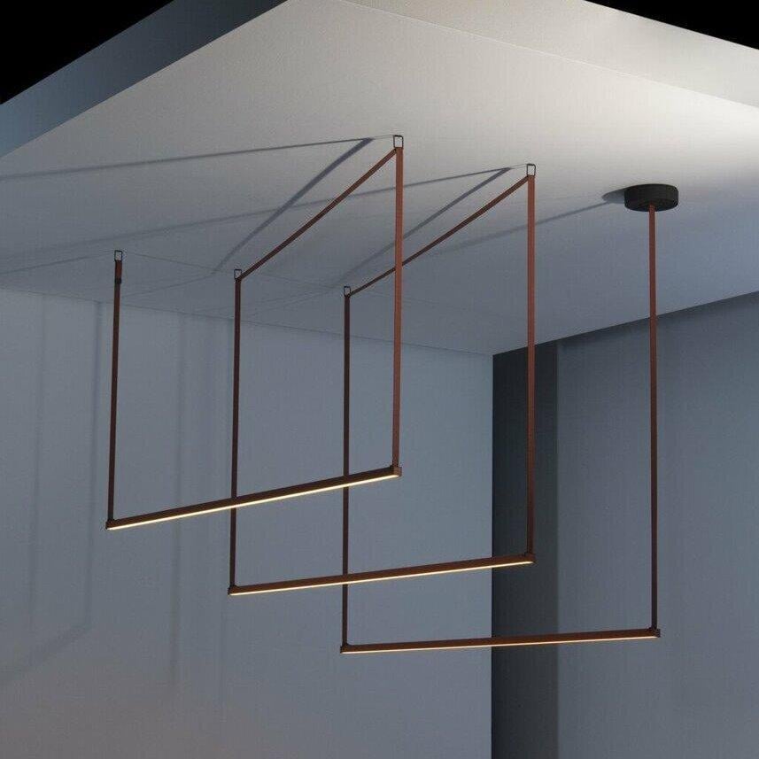 Подвесной светильник Valeso LED трансформер с линейными рассеивателями 72W Коричневый (Композиция-8)