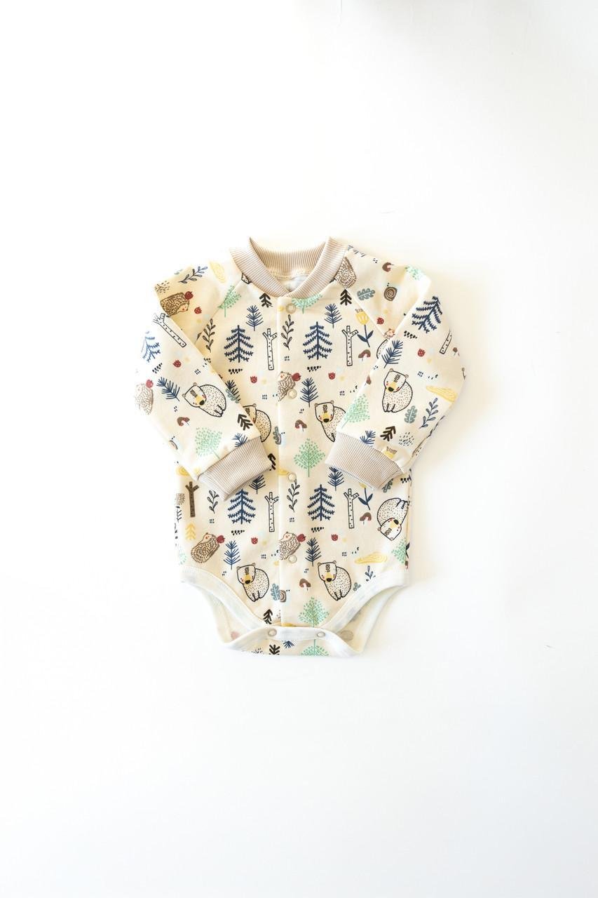 Бодик дитячий Ліс із начосом на кнопках довгий рукав 86 см (2782761481)