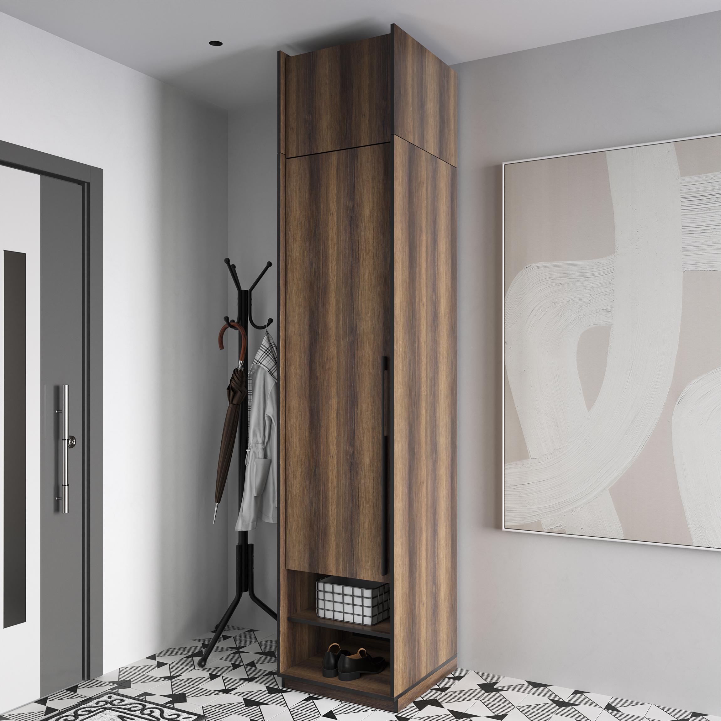 Шафа-пенал в передпокій однодверна розпашна з антресолью на 8 полиць 519х2500х570 мм Дуб кверкус (mr-1a-kv) - фото 1 Шафа-пенал в передпокій однодверна розпашна з антресолью на 8 полиць 519х2500х570 мм Дуб кверкус (mr-1a-kv) - фото 1