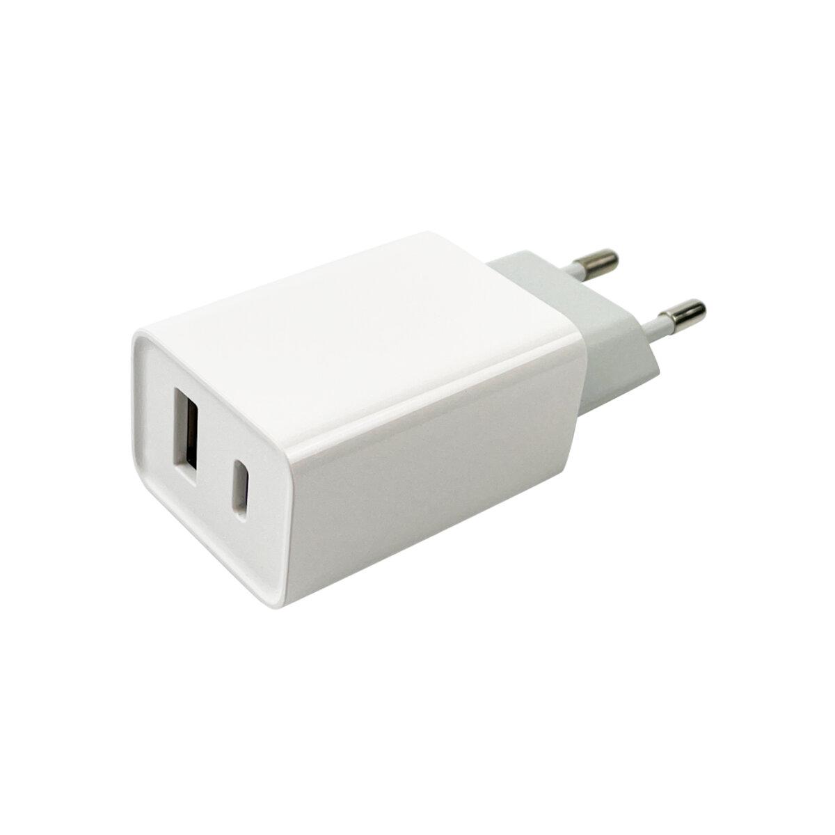 Устройство сетевое зарядное Mibrand MI-206C Travel Charger USB-A USB-C White