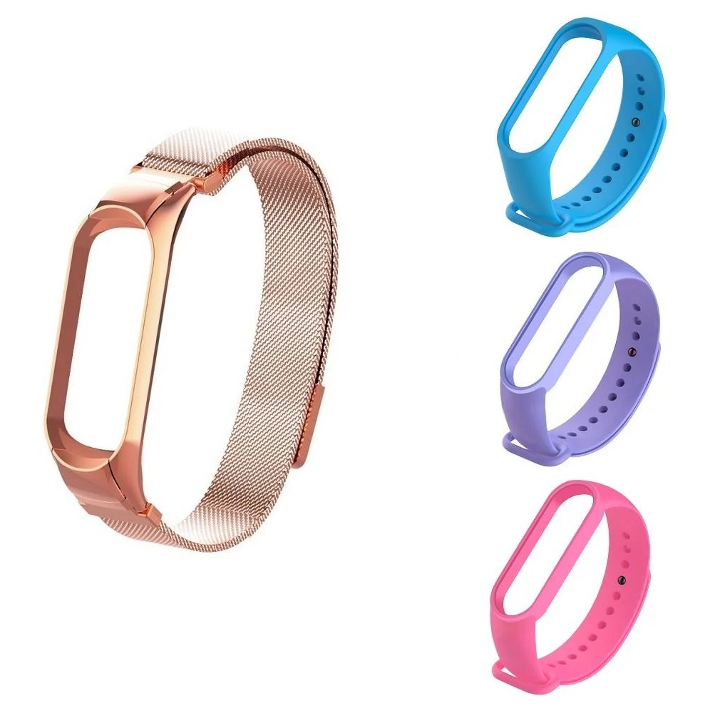 Ремешок для фитнес-браслета Xiaomi Mi Band 5/6 Type BS9 и 3 цветных ремешка (1544363930)