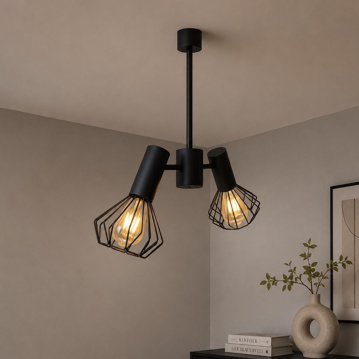 Люстра MSK ELECTRIC Diadem на два плафона под лампы Е27 Черный (NL 22152-2 BK)