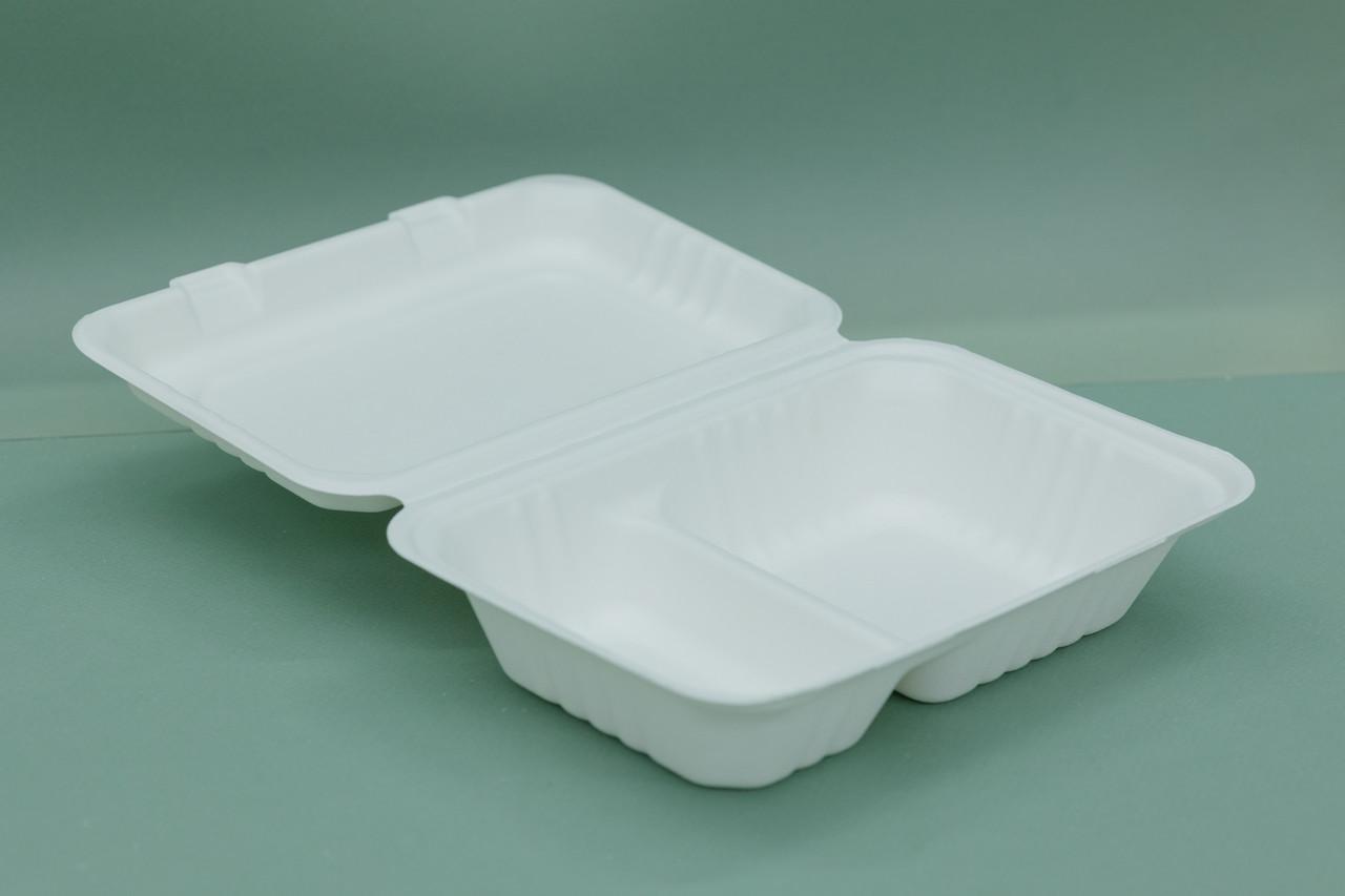 Одноразовый контейнер с 2 отделениями 23х15,5х7,6 см 125 шт. - фото 4