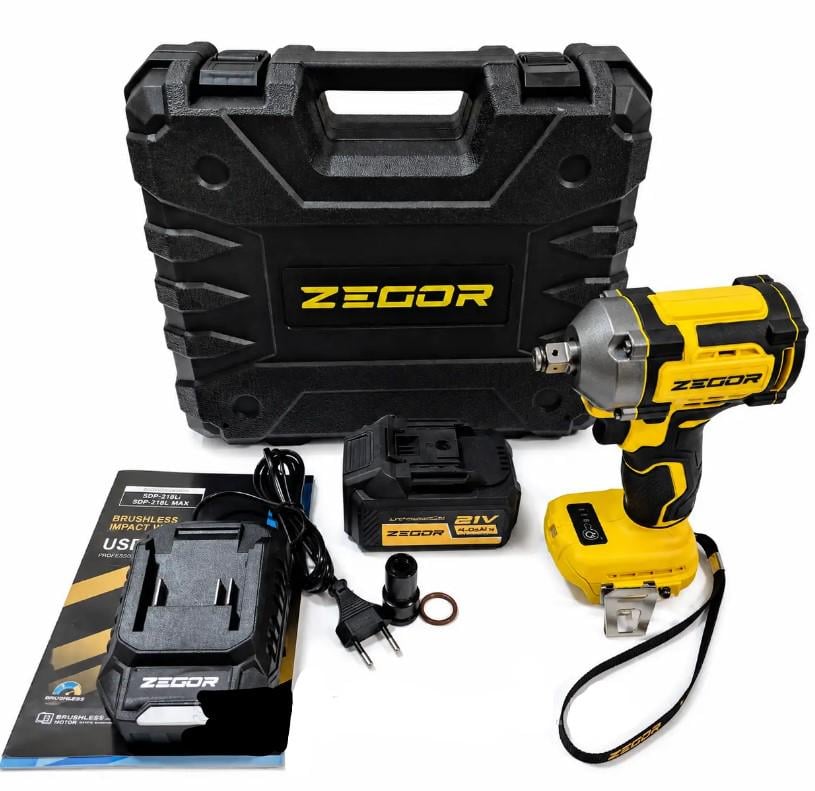 Гайковерт ударний акумуляторний Zegor SDP-21BL PROFESSIONAL АКБ 21V 4.0 Ah (38401374)