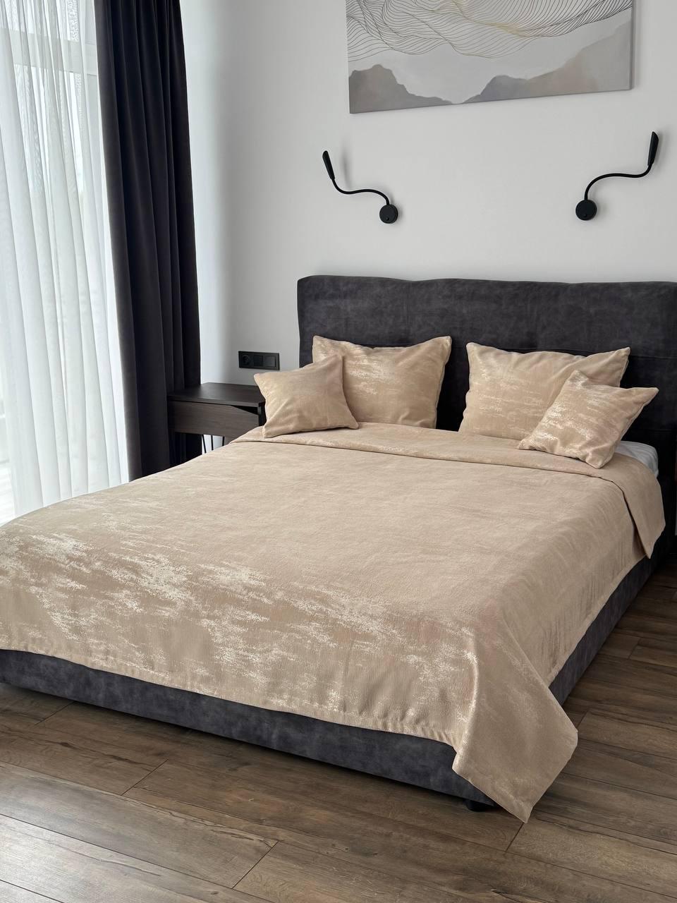 Покрывало Мрамор 240х250 см Бежевый (22000-4-240x250cm) - фото 5 Покрывало Мрамор 240х250 см Бежевый (22000-4-240x250cm) - фото 5