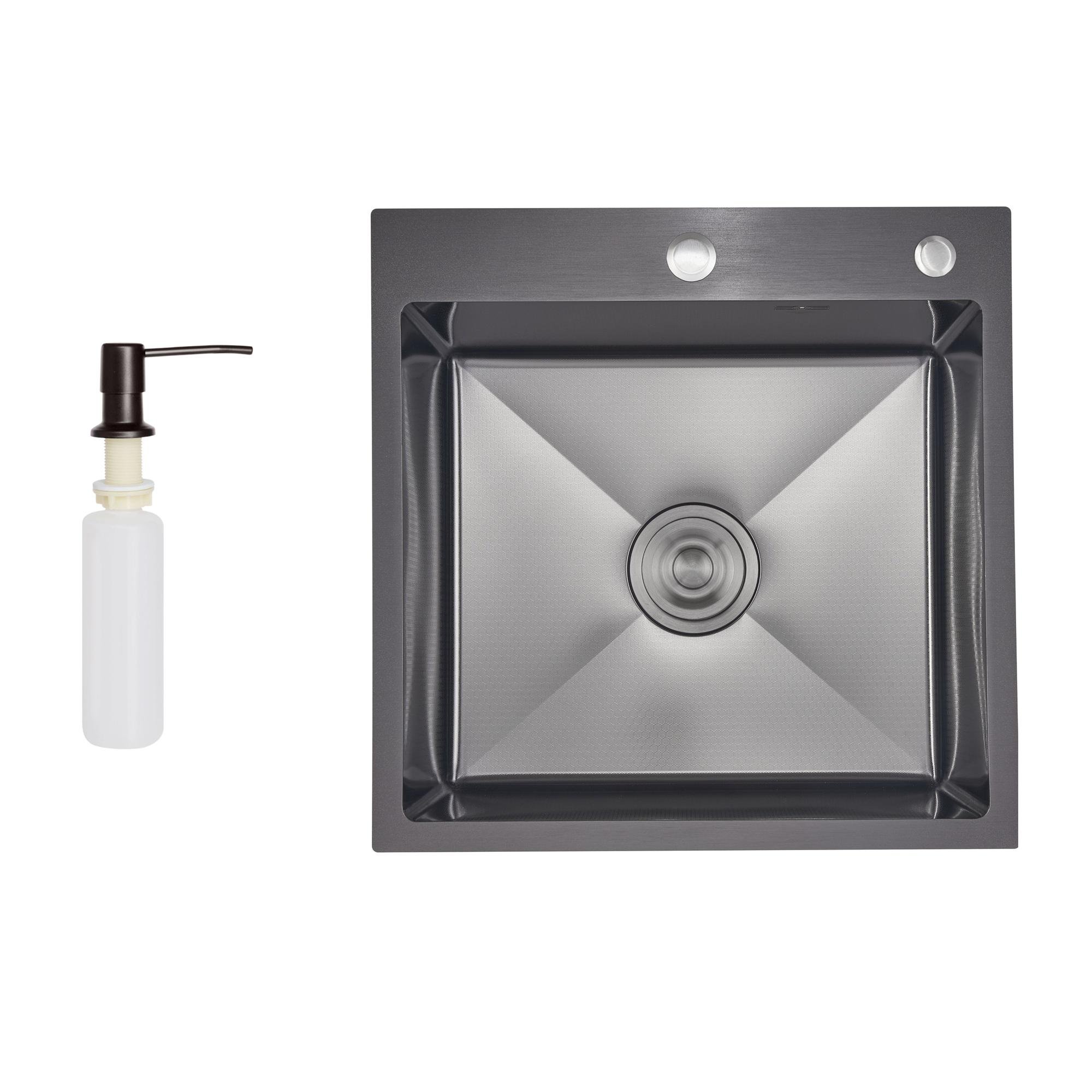 Мойка для кухни встроенная Lidz Handmade H5050HB Decor Black PVD Honeycomb с дозатором 2,5/0,5 мм (31022610)