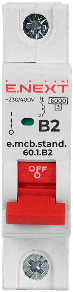 Автоматический выключатель E.NEXT e.mcb.stand.60.1.B2 1р 2А 6 кА B (s001102) - фото 2