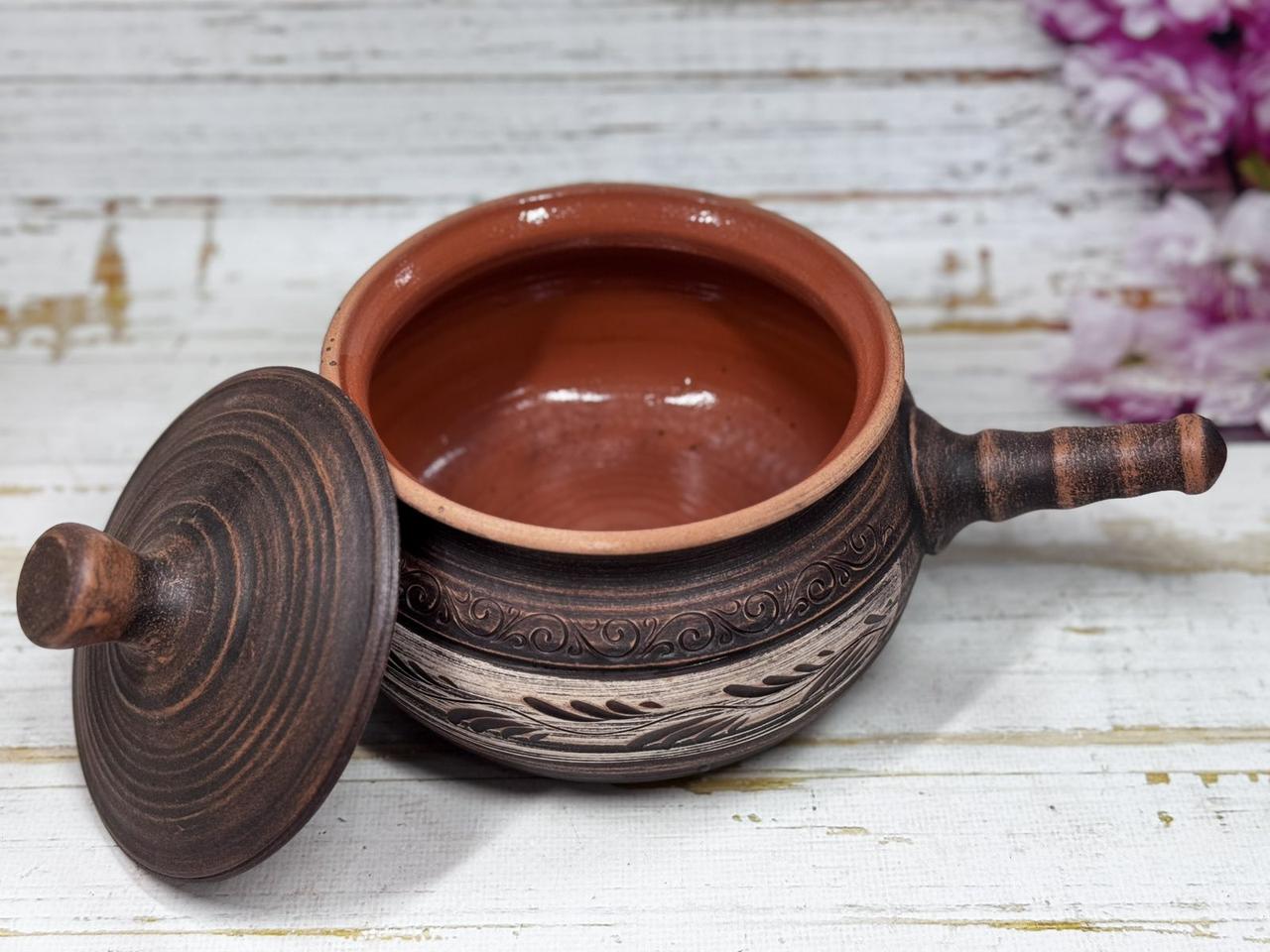 Супница глиняная с глазурью внутри и ручкой 1 л (2708295557) - фото 3 Супница глиняная с глазурью внутри и ручкой 1 л (2708295557) - фото 3