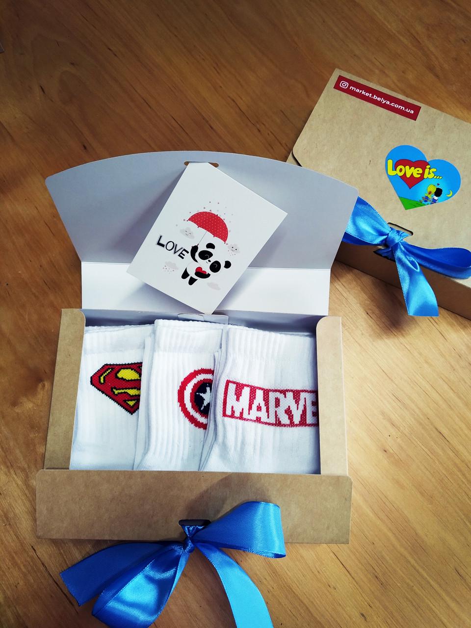 Подарочный набор носков мужской Superman Marvel звезда MARVEL 3 шт. Белый