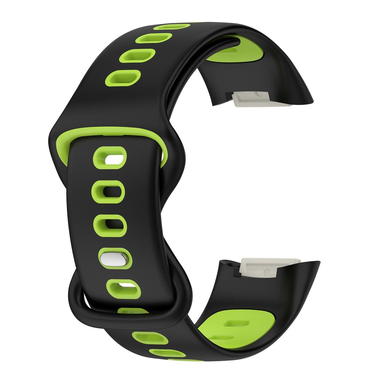 Ремешок силиконовый Primolux Sport для фитнес браслета Fitbit Charge 5 М Black/Lime