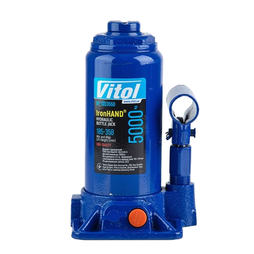 Домкрат гідравлічний телескоп Vitol Iron Hand 5 т 185-358 мм 4,1 кг (IH-185355D)