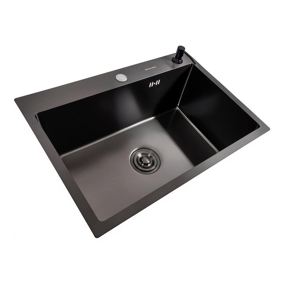 Мийка кухонна PVD Valeso Handmade сифон круглий 3,0/0,8 65х45 Чорний - фото 2 Мийка кухонна PVD Valeso Handmade сифон круглий 3,0/0,8 65х45 Чорний - фото 2