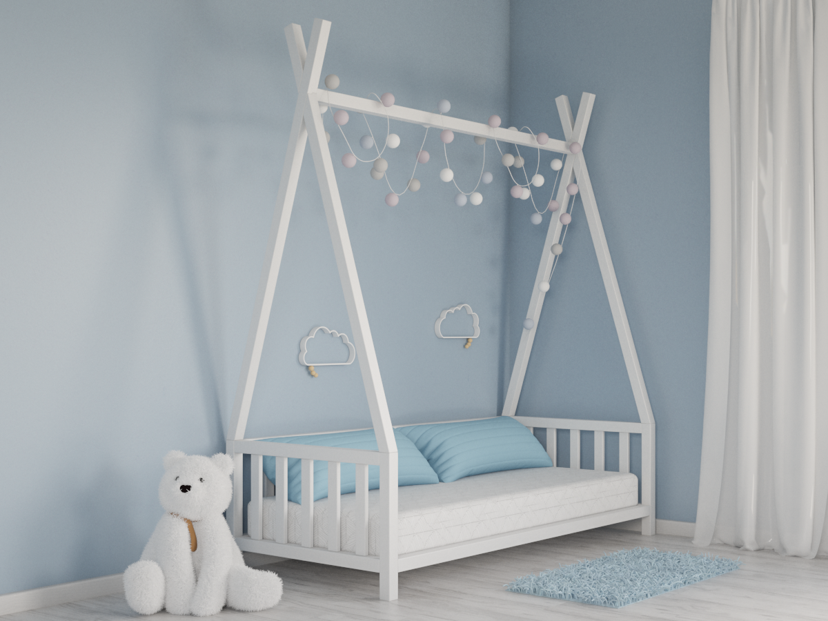 ᐉ Детская кроватка-вигвам RW Home без бортиков на ножках из массива ...