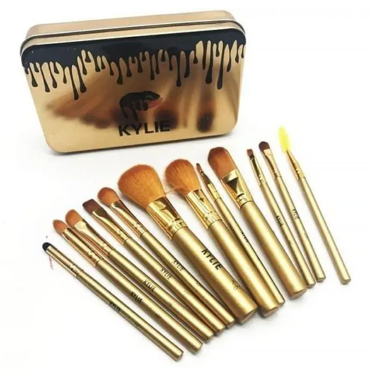 Набір кистей для макіяжу професійний Kylie Make-up brush set 12 шт. Gold (9873267)