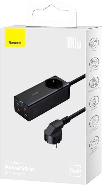 Зарядний пристрій мережевий BASEUS GaN3 Pro Desktop Powerstrip AC+2U+2C 100W EU Black (PSZM000401) - фото 12