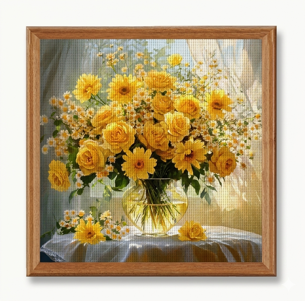 Набор для вышивки крестом Букет Промень солнца 14CT канва Аида с нанесенным рисунком 40х40 см (2931566228)