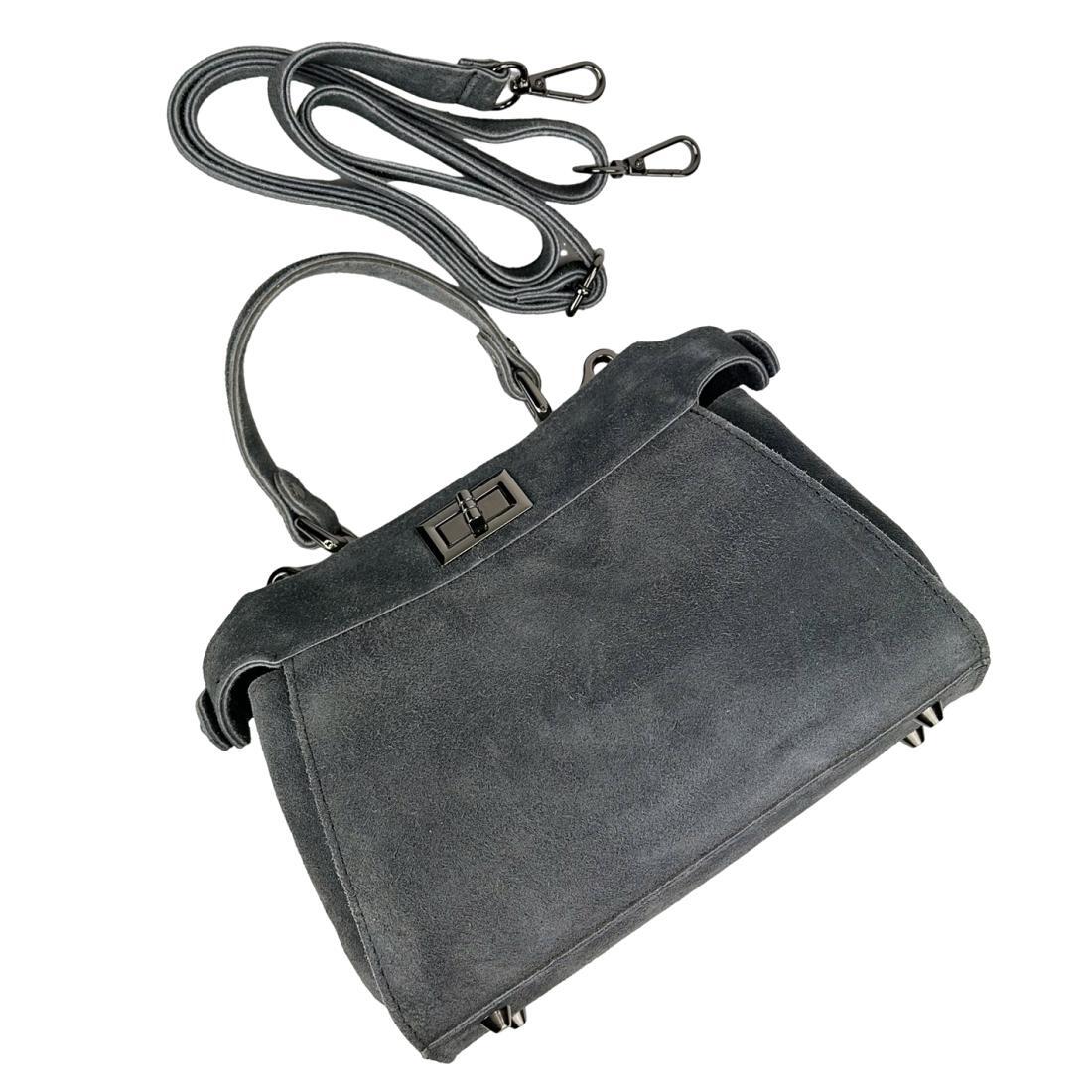 Жіноча сумка крос-боді Royal Bag F-IT-4442G замшева Сірий (8074) - фото 8 Жіноча сумка крос-боді Royal Bag F-IT-4442G замшева Сірий (8074) - фото 8