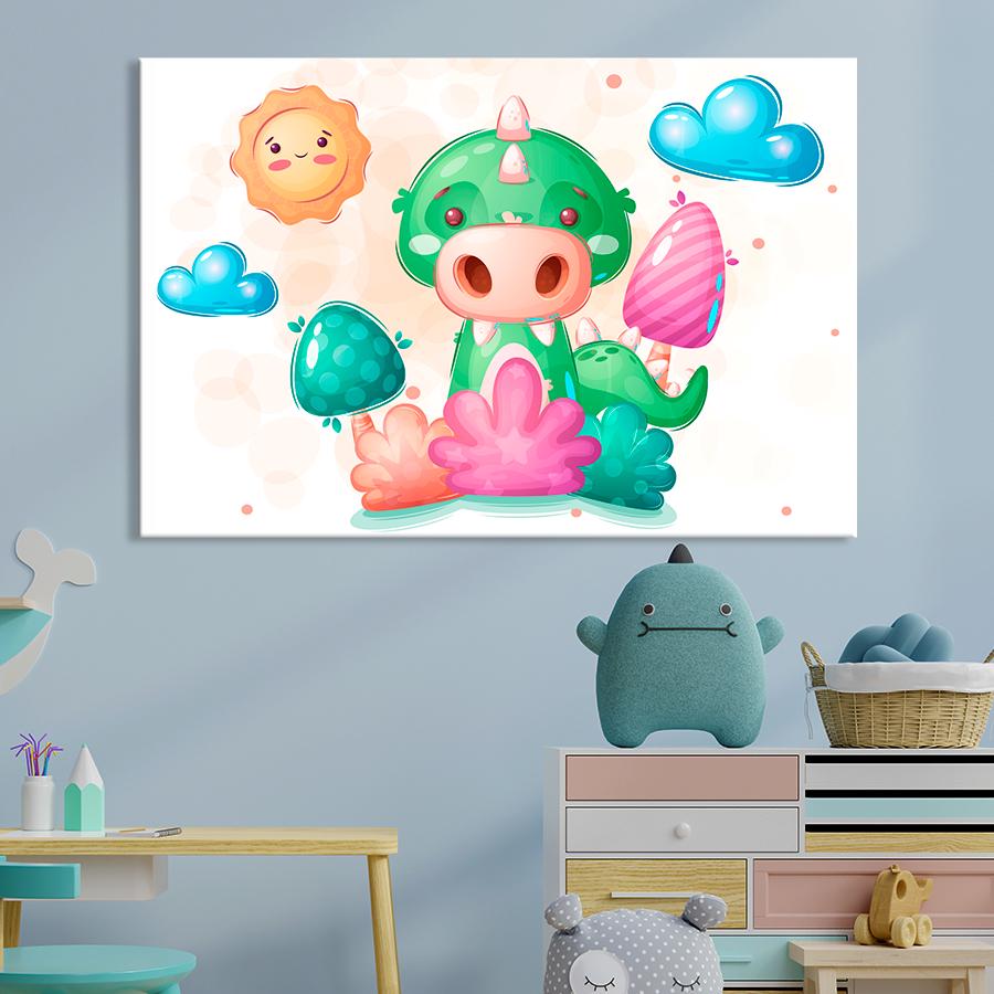 Картина в детскую комнату Зелёный дракончик 51x34 см (A1450-1)
