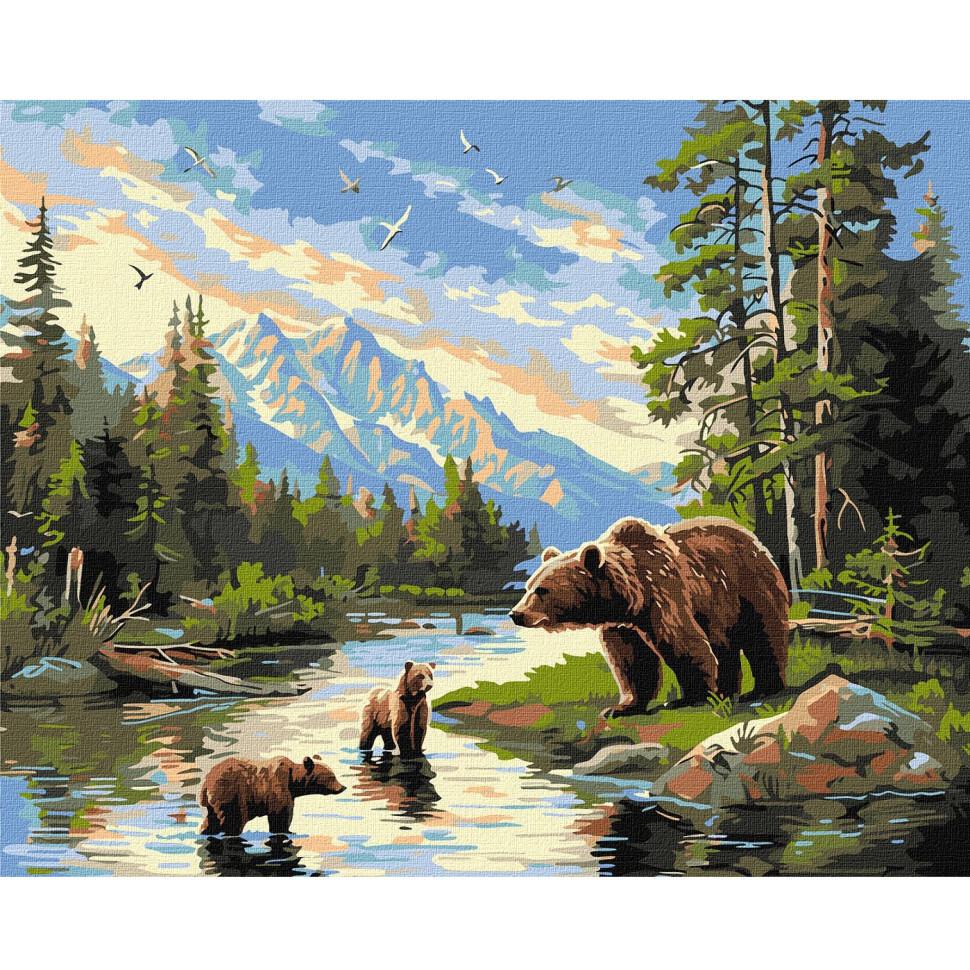 Картина за номерами Ідейка Ведмедиця та ведмежата 40x50 см (KHO6630)