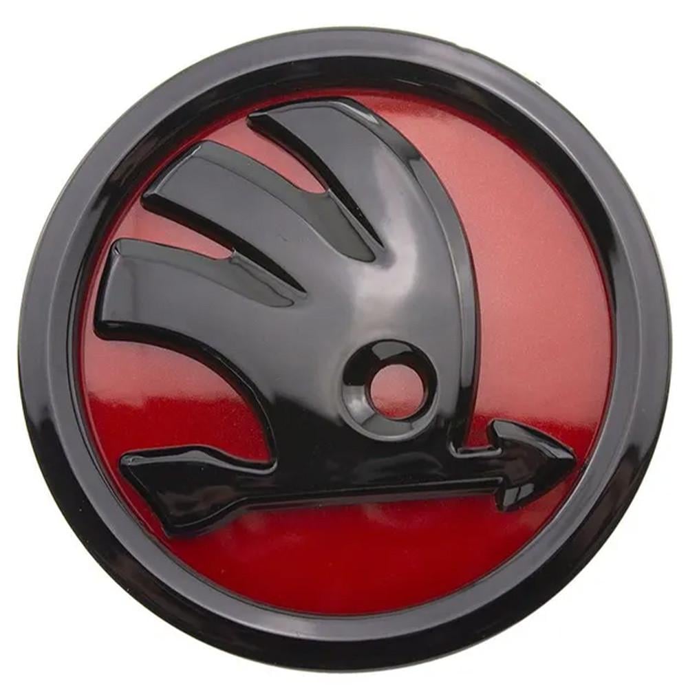 Эмблема капота Skoda красная 89 мм (15421774)