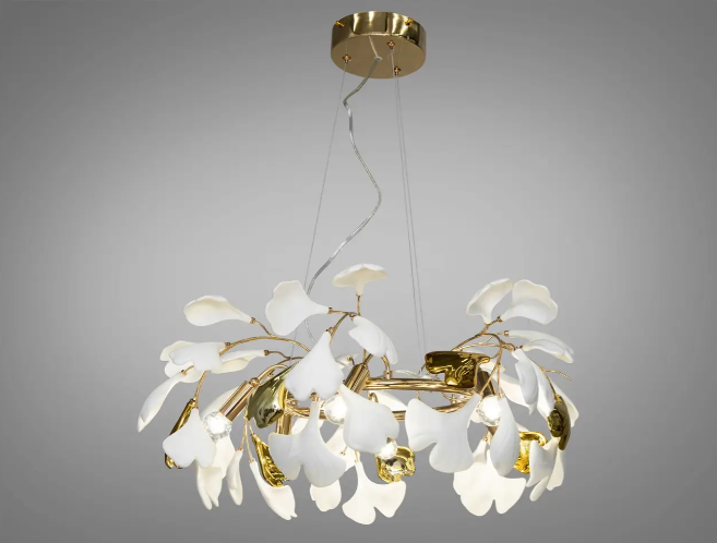 Люстра Diasha с фарфоровыми листьями на 6 ламп (7162-6P GD)