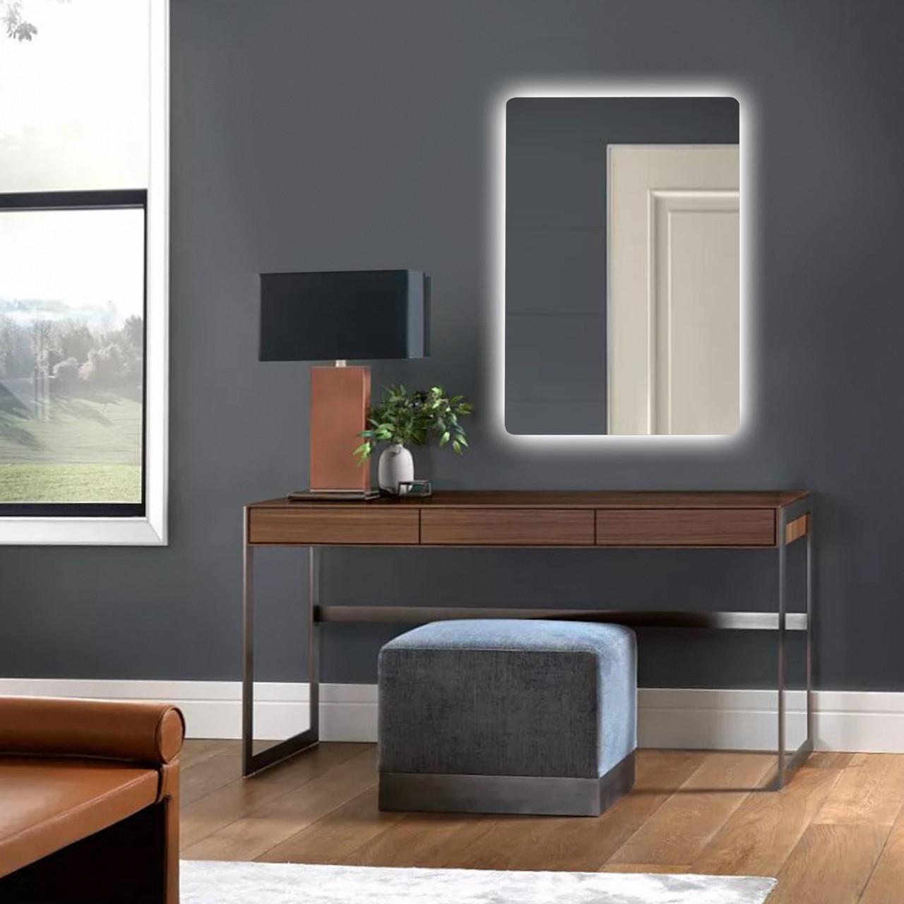 Зеркало безрамное Art-Com с закругленными углами с LED подсветкой 660х460 мм (БРЛ 4)