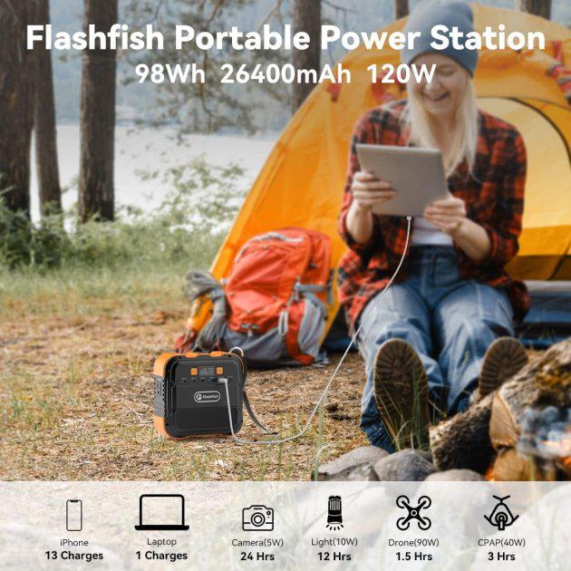 Зарядная станция портативная Flashfish 120 W c USB и розеткой 220 V 96 Wh 26400 mAh (9087288) - фото 9
