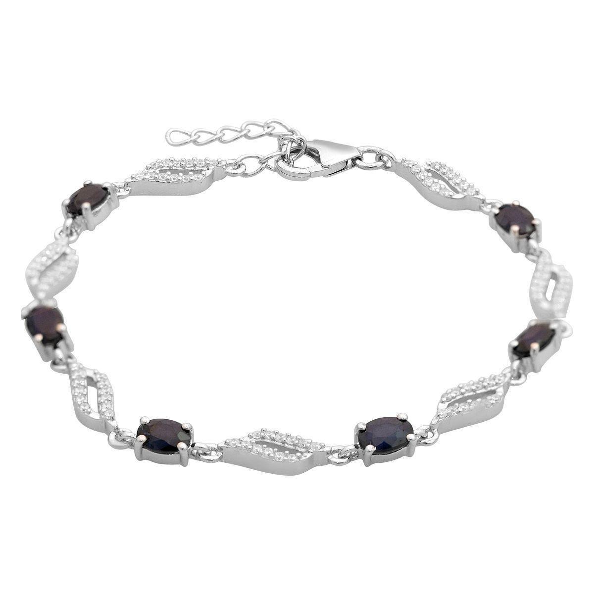 Браслет серебряный с натуральным сапфиром 4,952 ct 7,07 г 17 см (2166887)