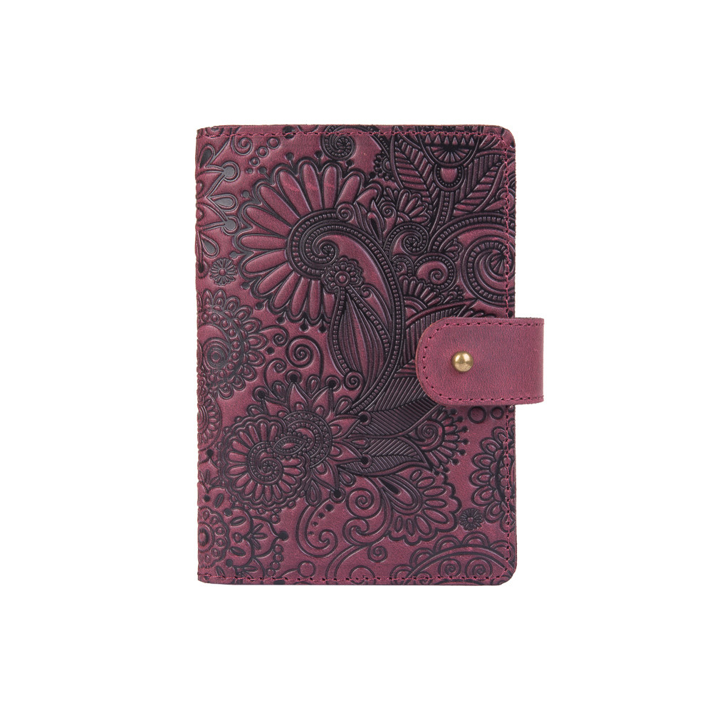 Портмоне HiArt Mehendi Art PB-03S/1 Shabby Plum из натуральной кожи для паспорта/ID документов Фиолетовый (PB-03S/1-S19-1621-T005)
