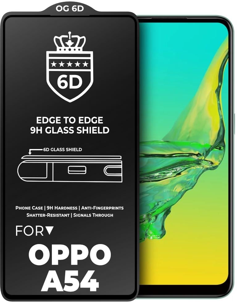 Защитное стекло 6D OG Crown OPPO A54 Black (23778)