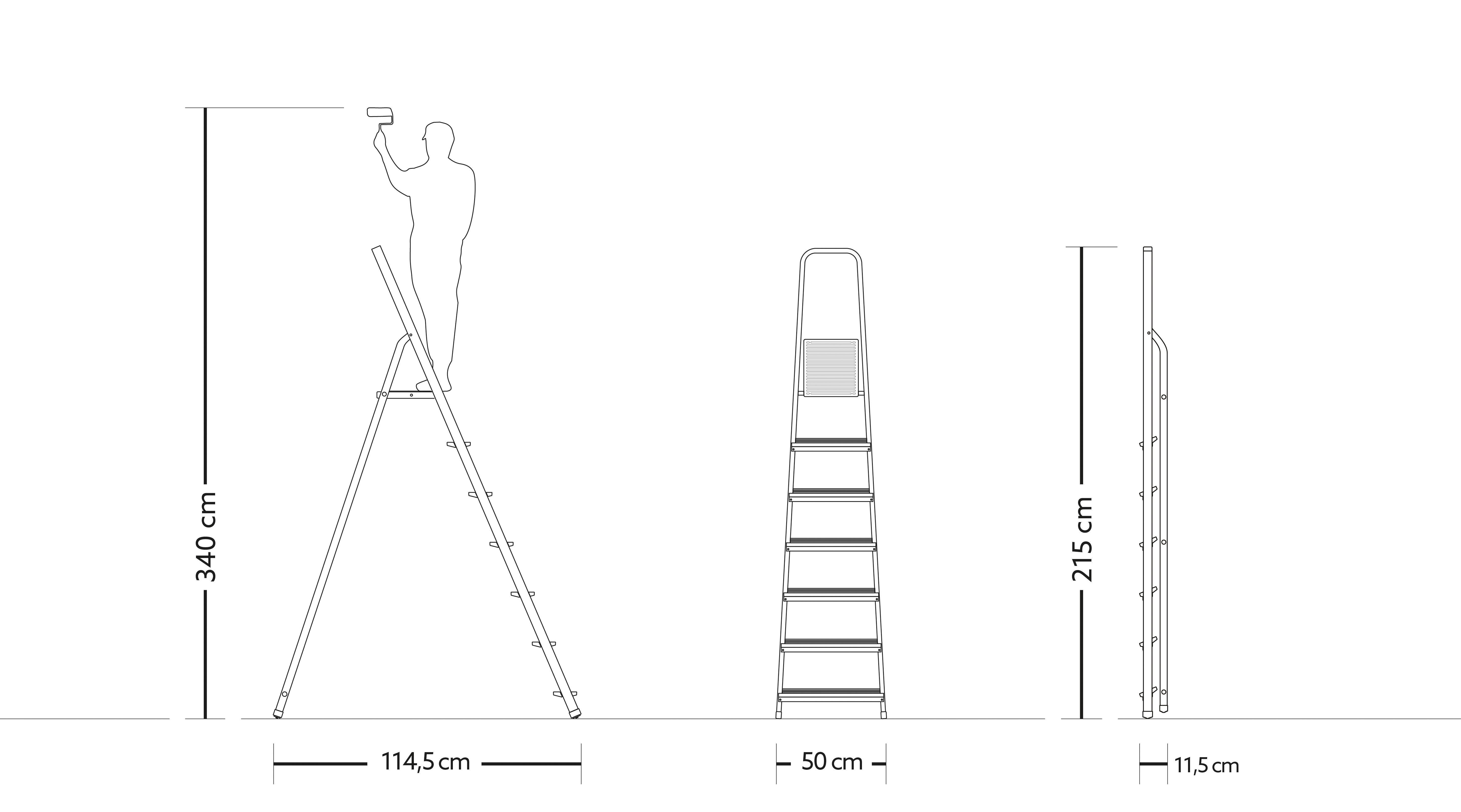 Драбина алюмінієва Skladcom на 7 сходинок 150 кг 215 см з поличкою для інструментів - фото 10