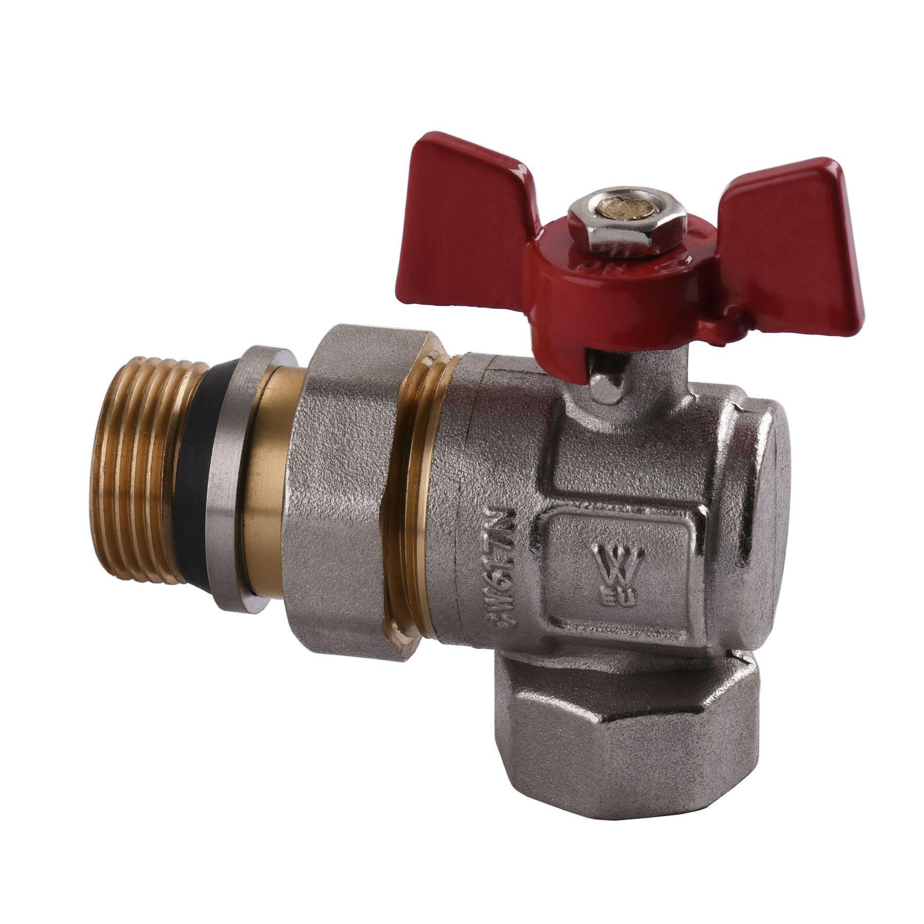 Кран шаровой угловой WATER VALVE Q003 NV-V344 ЗB с американкой 3/4" (000010167)