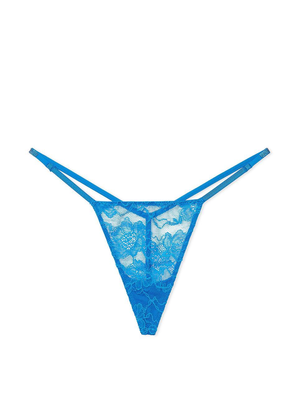 Трусы женские Victoria's Secret Shine Strap V-String S Синий (15397490) - фото 4