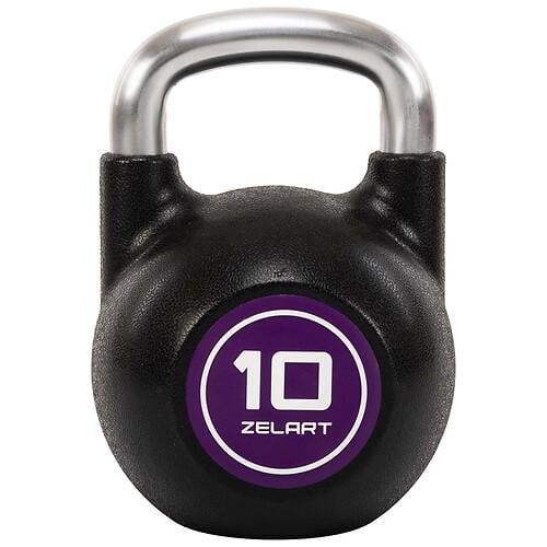 Гиря соревновательная цельная Zelart TA-4756-10 чугунная с PU-покрытием и хромированной ручкой 10 кг Черный (31493122)