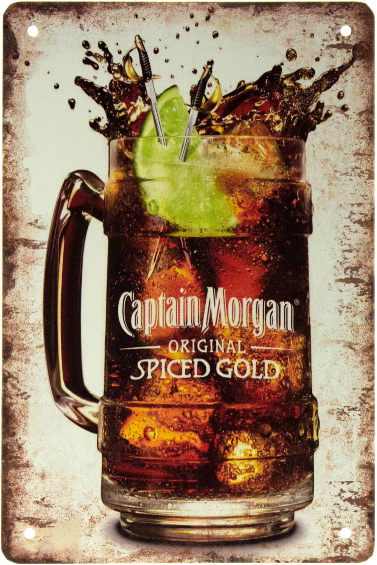 Табличка металлическая Капитан Морган/Captain Morgan Spiced Gold 20x30 см