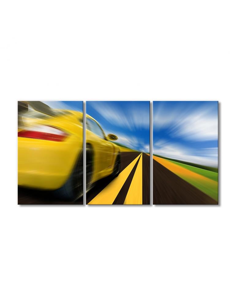 Картина модульная Спортивное авто на скорости 3 модуля 70x105 см